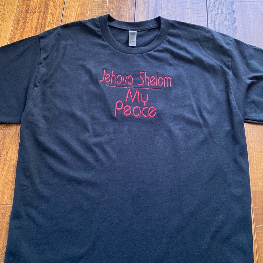 Unisex Black embroidered T-shirt size Large